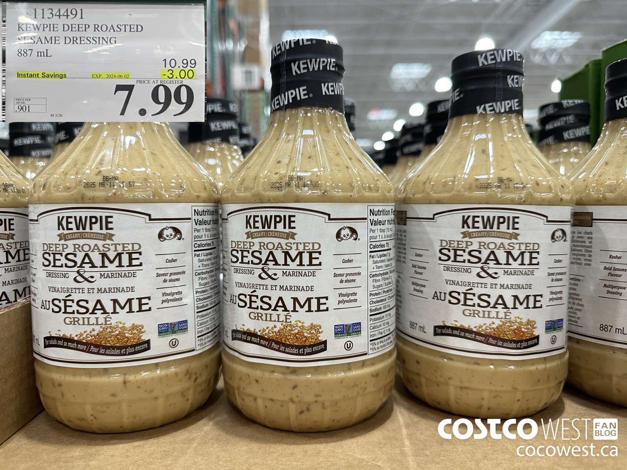 1134491 KEWPIE DEEP ROASTED SESAME DRESSING 887 mL ($3.00 INSTANT SAVINGS EXPIRES ON 2024-06-02) $7.99