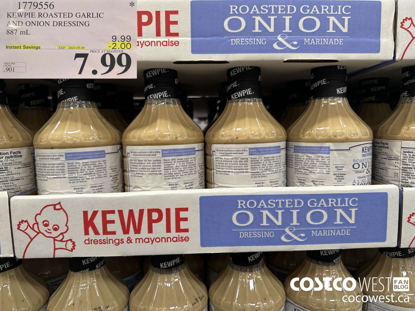 1779556 KEWPIE ROASTED GARLIC AND ONION DRESSING 887 mL ($2.00 INSTANT SAVINGS EXPIRES ON 2024-05-05) $7.99