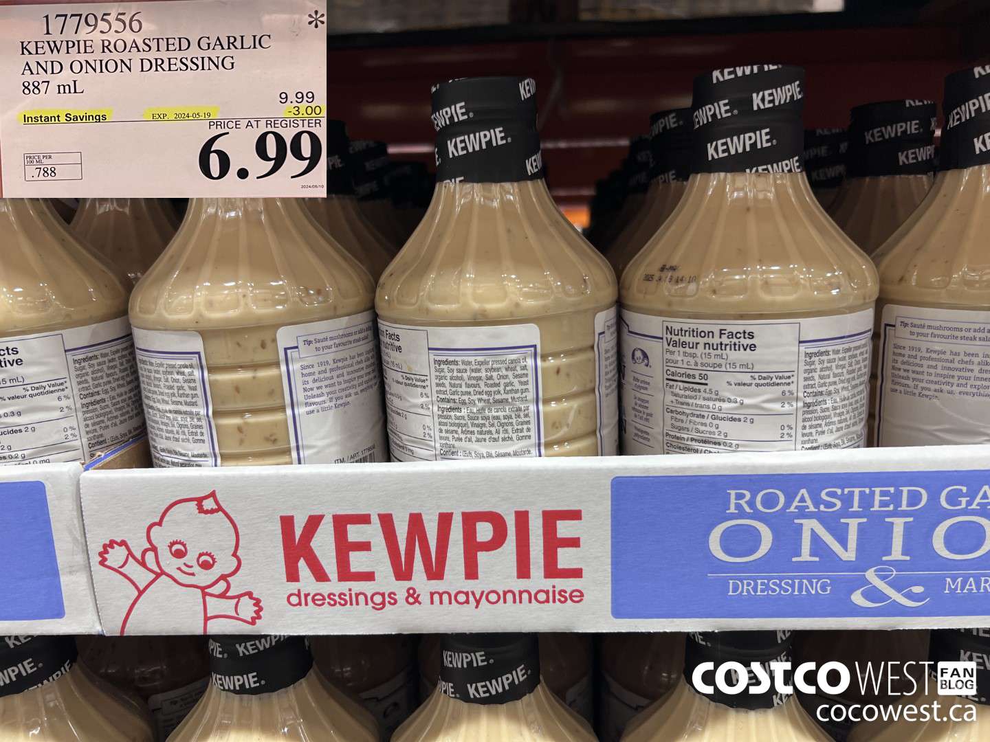 1779556 KEWPIE ROASTED GARLIC AND ONION DRESSING 887 mL ($3.00 INSTANT SAVINGS EXPIRES ON 2024-05-19) $6.99