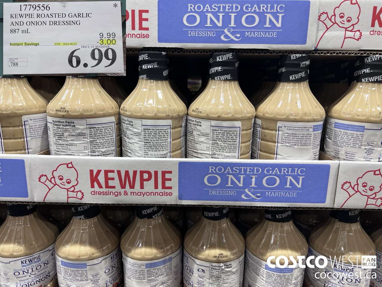 1779556 KEWPIE ROASTED GARLIC AND ONION DRESSING 887 mL ($3.00 INSTANT SAVINGS EXPIRES ON 2024-06-02) $6.99