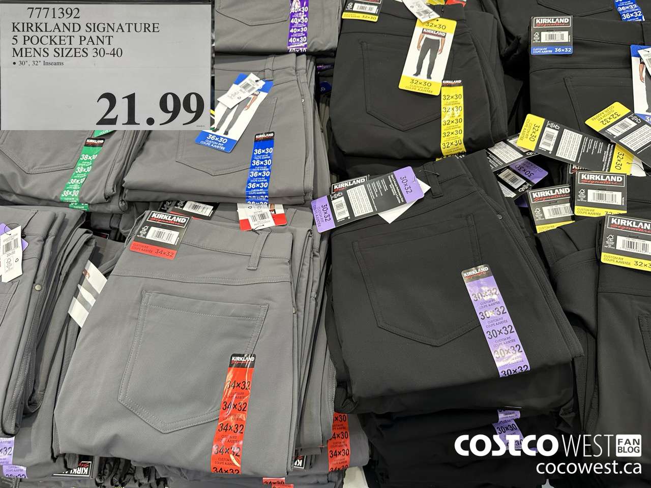 7771392 KIRKLAND SIGNATURE 5 POCKET PANT MENS SIZES 30-40 $21.99