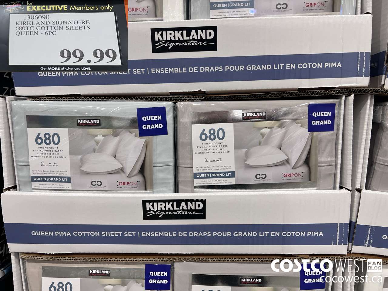 1306090 KIRKLAND SIGNATURE 680TC COTTON SHEETS QUEEN 6PC ($20.00 INSTANT SAVINGS EXPIRES ON 2024-05-19) $99.99