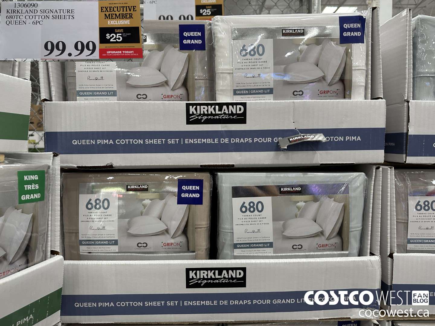 1306090 KIRKLAND SIGNATURE 680TC COTTON SHEETS QUEEN 6PC ($25.00 INSTANT SAVINGS EXPIRES ON 2024-05-19) $76.99