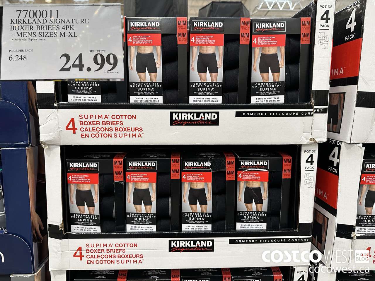 7700011 KIRKLAND SIGNATURE BOXER BRIEFS 4PK MENS SIZES M-XL $24.99