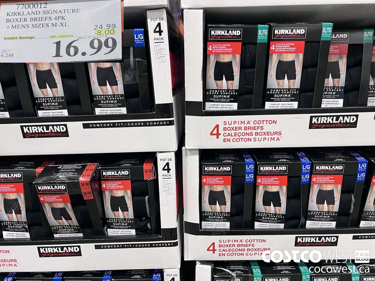 7700012 KIRKLAND SIGNATURE BOXER BRIEFS 4PK MENS SIZES M-XL ($8.00 INSTANT SAVINGS EXPIRES ON 2024-06-02) $16.99