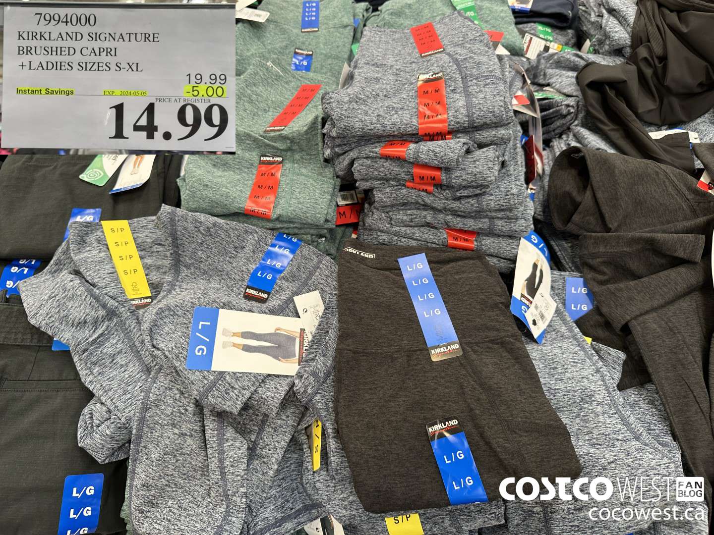 7994000 KIRKLAND SIGNATURE BRUSHED CAPRI LADIES SIZES S-XL ($5.00 INSTANT SAVINGS EXPIRES ON 2024-05-05) $14.99