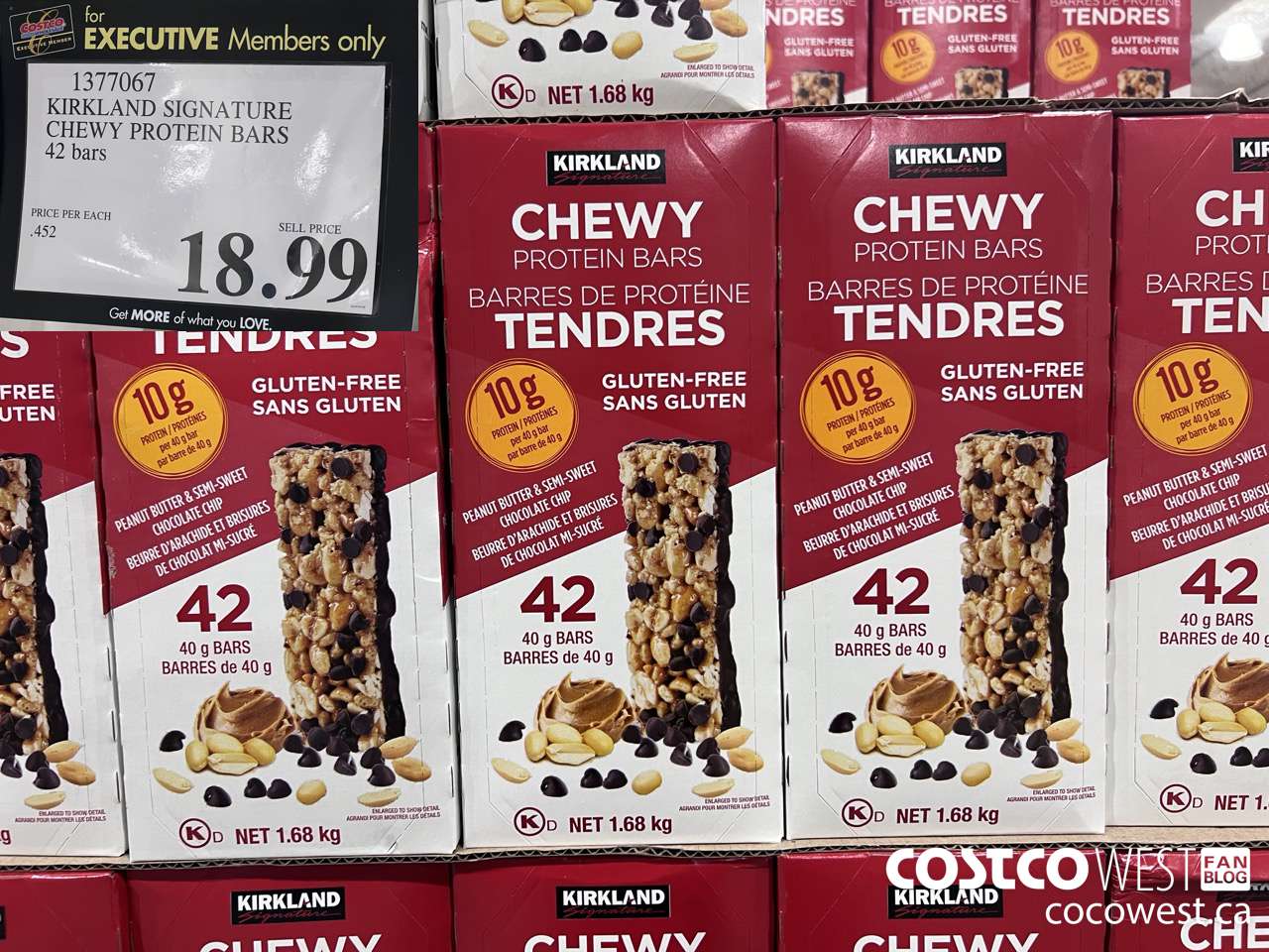 1377067 KIRKLAND SIGNATURE CHEWY PROTEIN BAR 1.68KG / 40G X 42 ($5.00 INSTANT SAVINGS EXPIRES ON 2024-05-19) $18.99