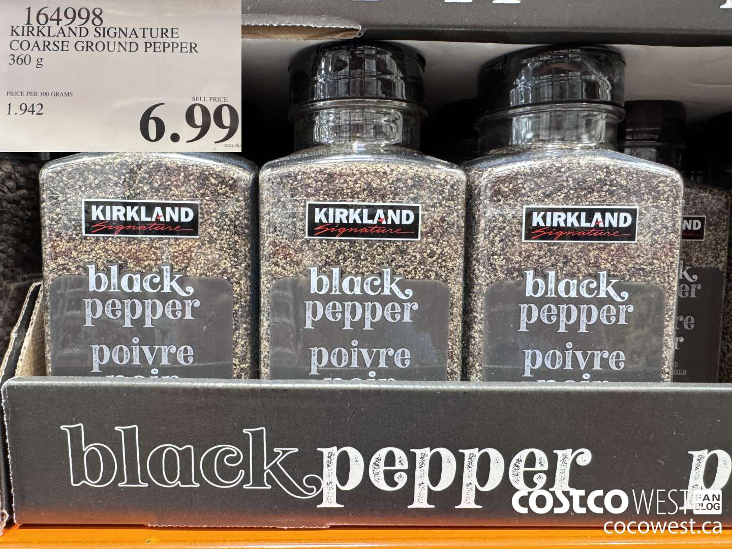 164998 KIRKLAND SIGNATURE COARSE GROUND PEPPER 360 G $6.99