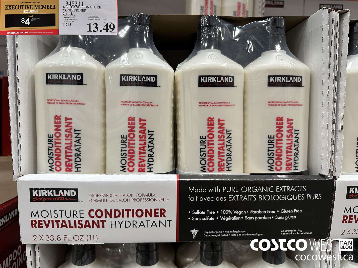 348211 KIRKLAND SIGNATURE CONDITIONER 2 X 1L ($4.00 INSTANT SAVINGS EXPIRES ON 2024-05-19) $9.49