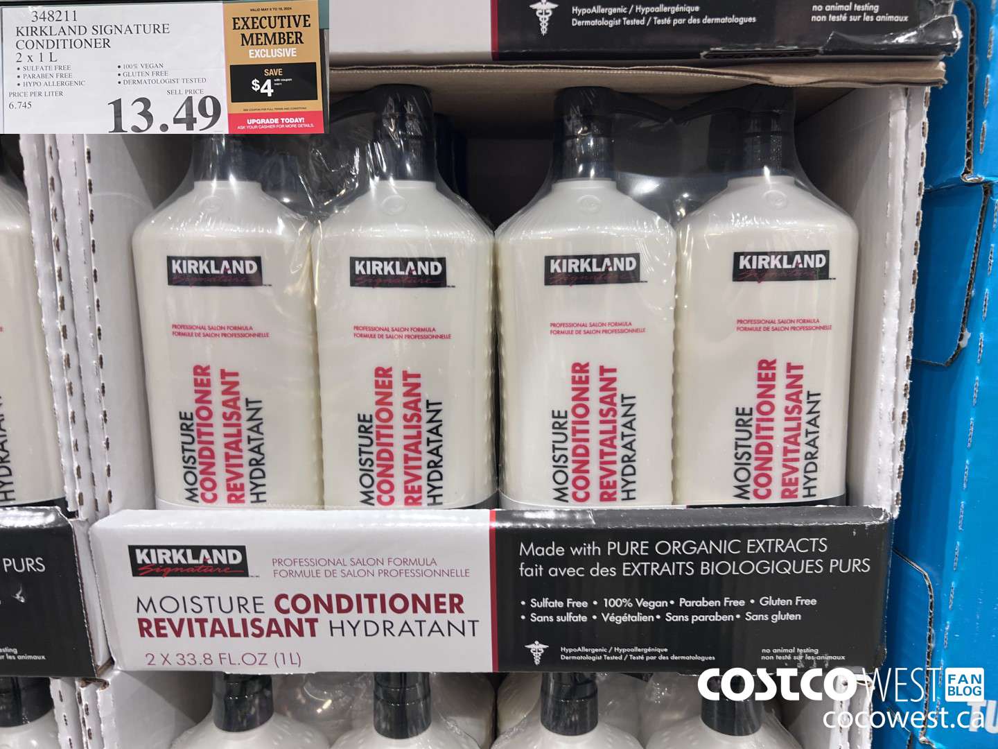 348211 KIRKLAND SIGNATURE CONDITIONER 2 X 1L ($4.00 INSTANT SAVINGS EXPIRES ON 2024-05-19) $9.49