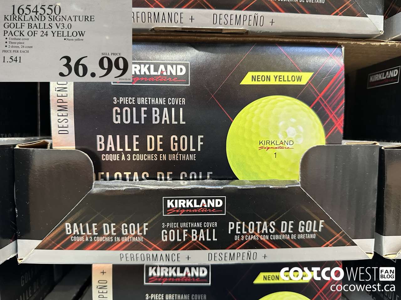 1654550 KIRKLAND SIGNATURE GOLF BALLS V3.0 PACK OF 24 YELLOW $36.99