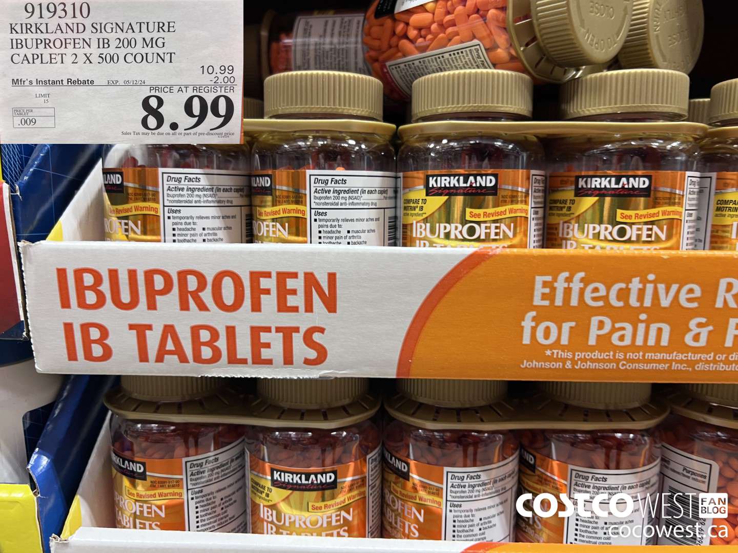 919310 KIRKLAND SIGNATURE IBUPROFEN IB CAPLET 2 X 500 COUNT ($2.00 INSTANT SAVINGS EXPIRES ON 2024-05-12) $8.99