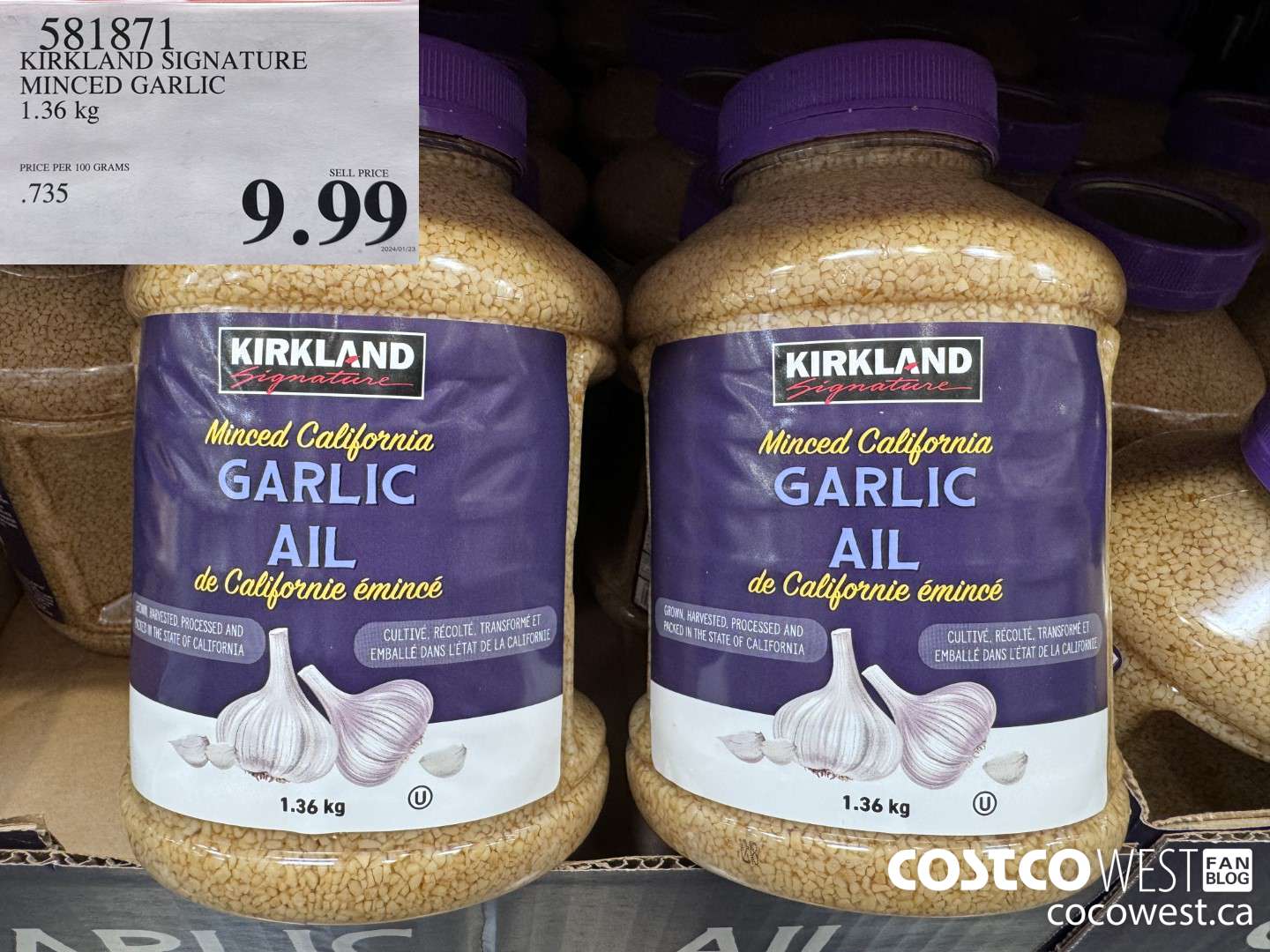 581871 KIRKLAND SIGNATURE MINCED GARLIC 1.36 kg $9.99