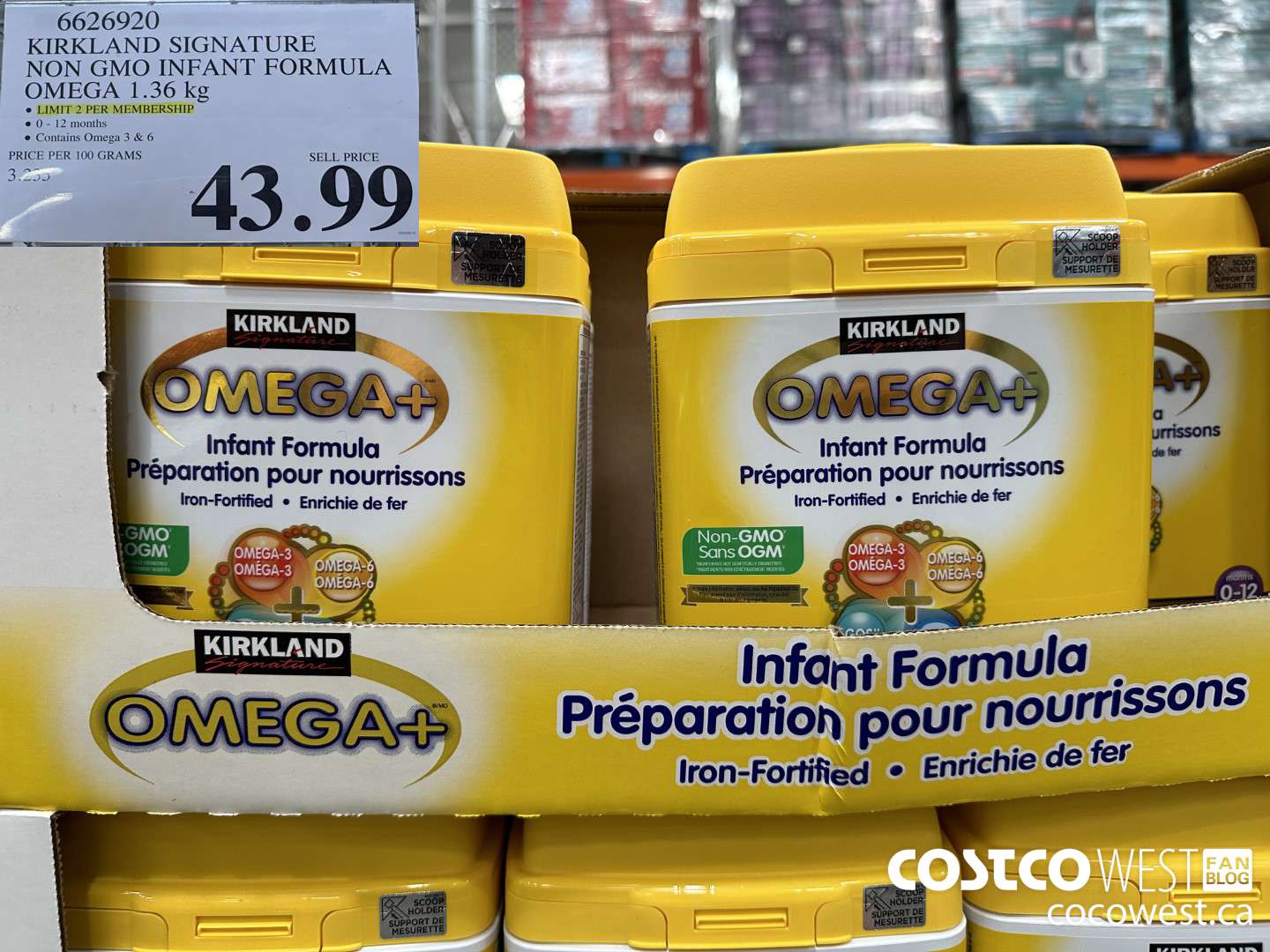 6626920 KIRKLAND SIGNATURE NON GMO INFANT FORMULA OMEGA 1.36 kg $43.99