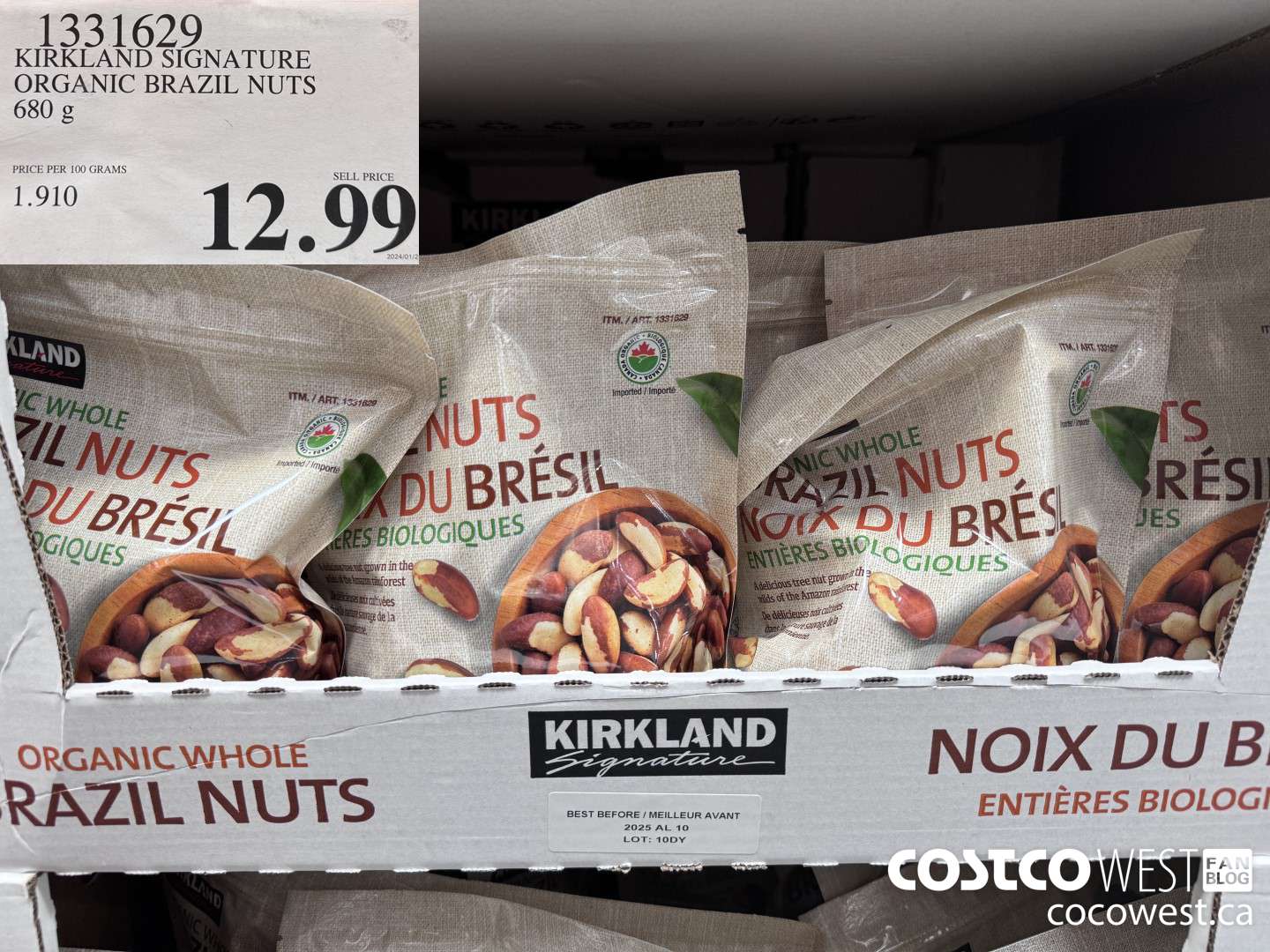 1331629 KIRKLAND SIGNATURE ORGANIC BRAZIL NUTS 680 g $12.99