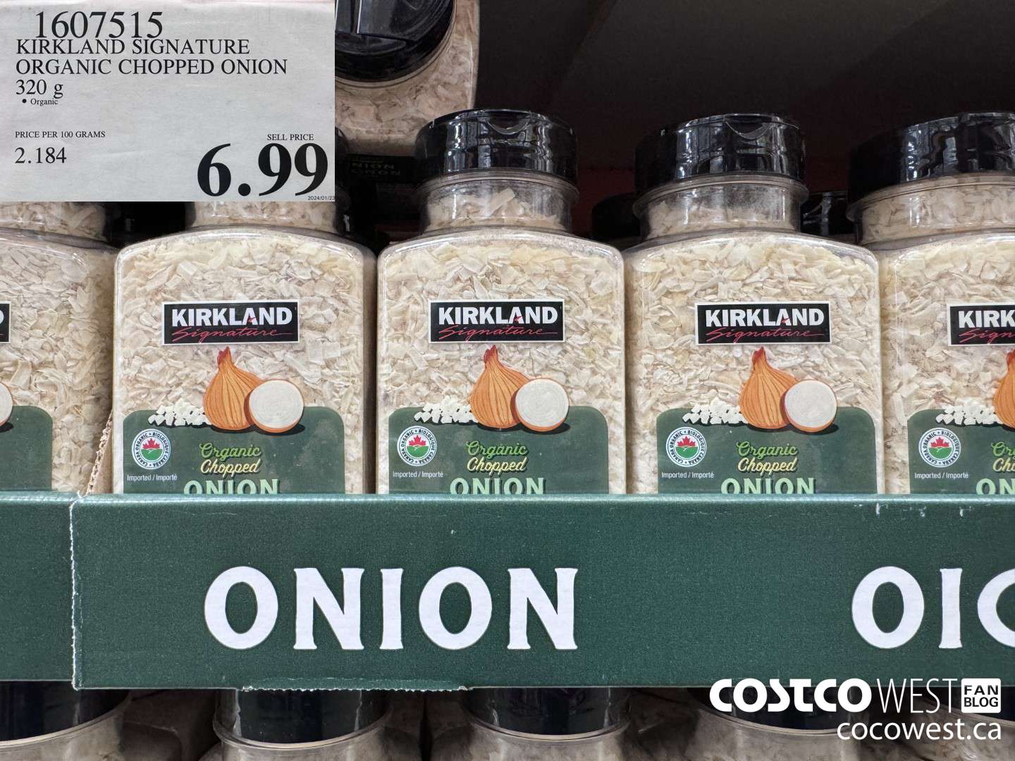 1607515 KIRKLAND SIGNATURE ORGANIC CHOPPED ONION 320G $6.99