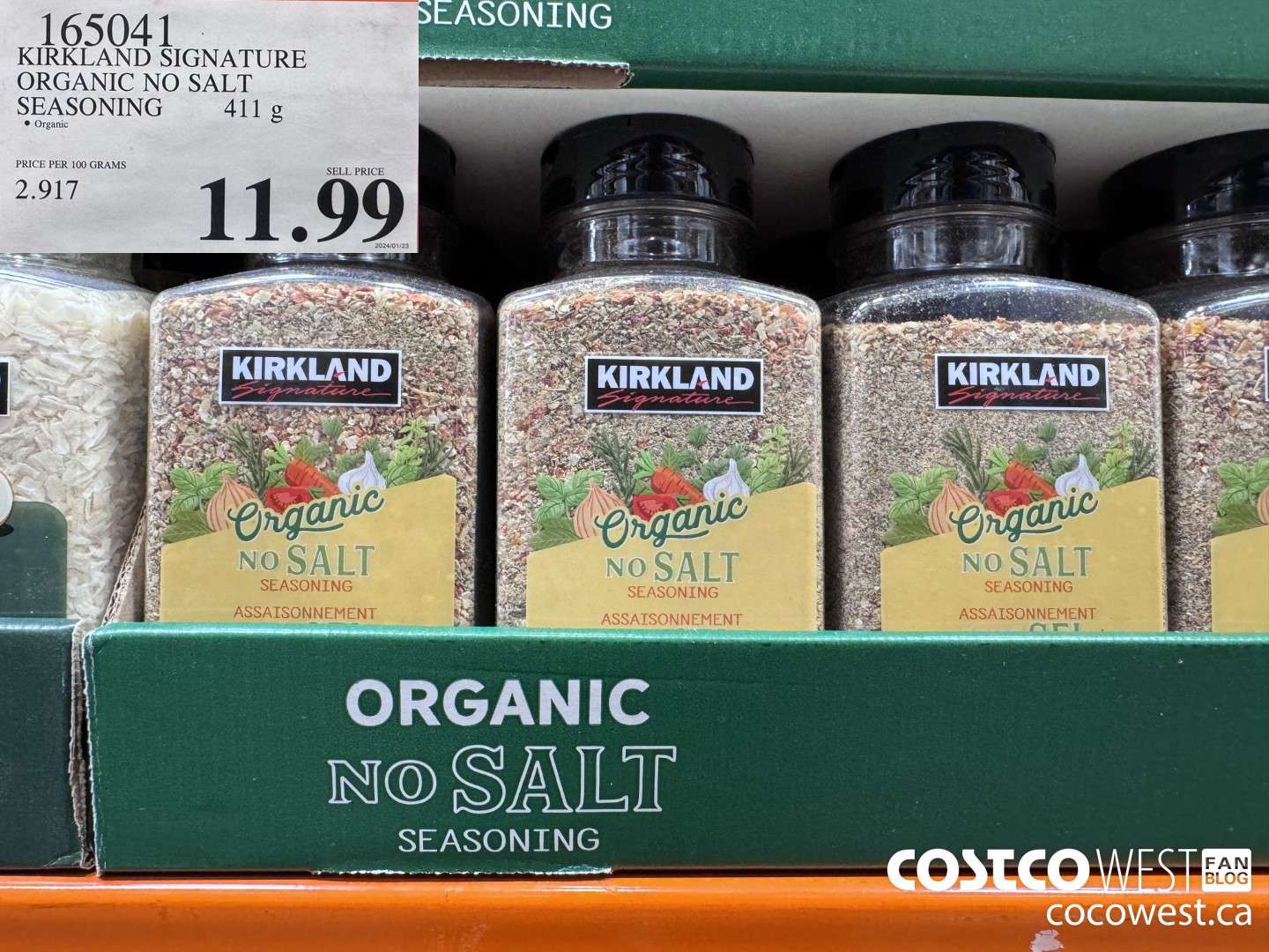 165041 KIRKLAND SIGNATURE ORGANIC NO SALT SEASONING 411 G $11.99