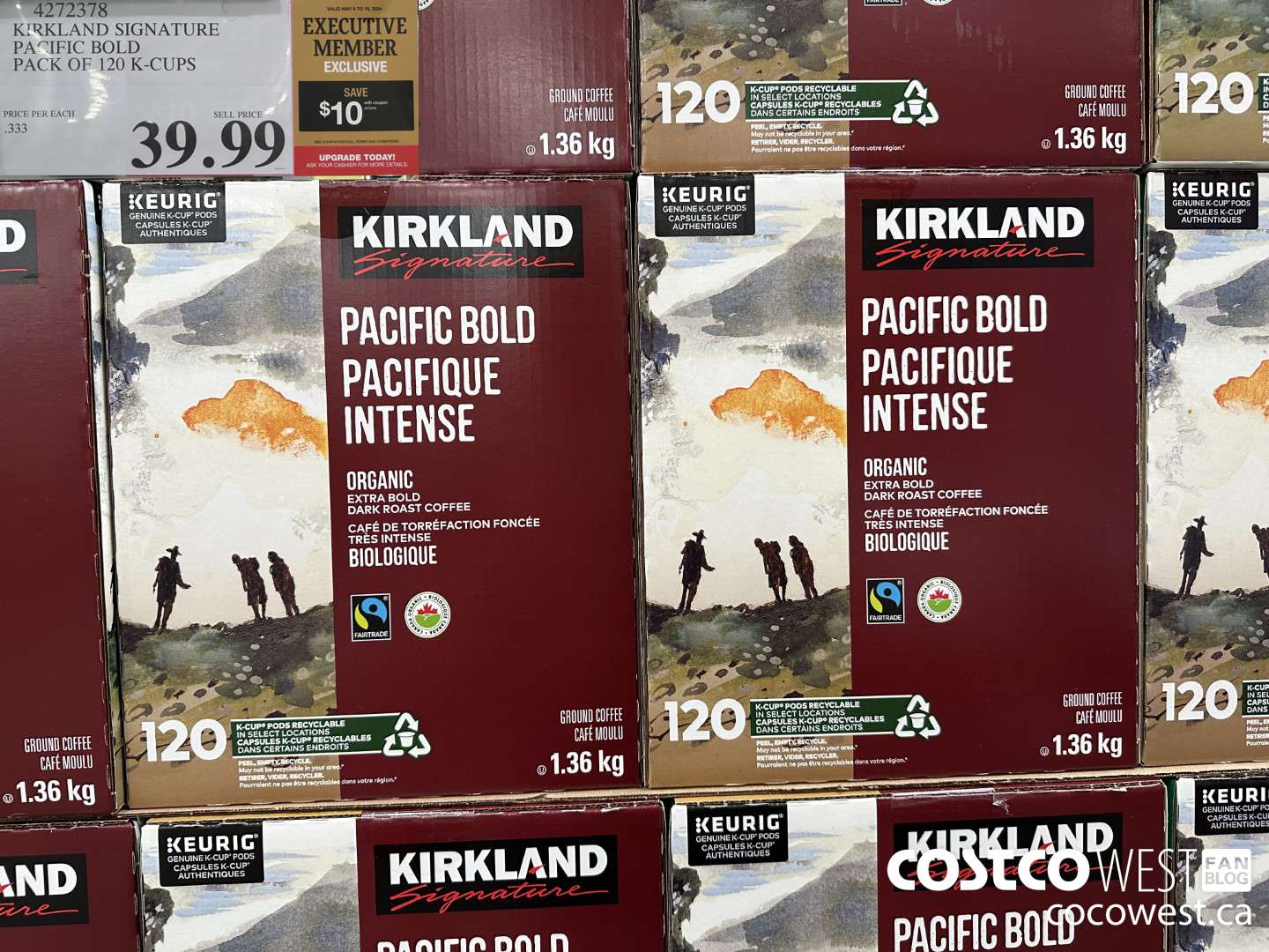 4272378 KIRKLAND SIGNATURE PACIFIC BOLD PACK OF 120 K-CUPS ($10.00 INSTANT SAVINGS EXPIRES ON 2024-05-19) $29.99