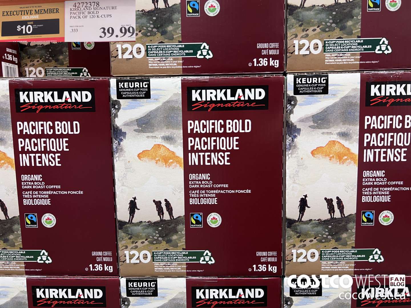 4272378 KIRKLAND SIGNATURE PACIFIC BOLD PACK OF 120 K-CUPS ($10.00 INSTANT SAVINGS EXPIRES ON 2024-05-19) $29.99