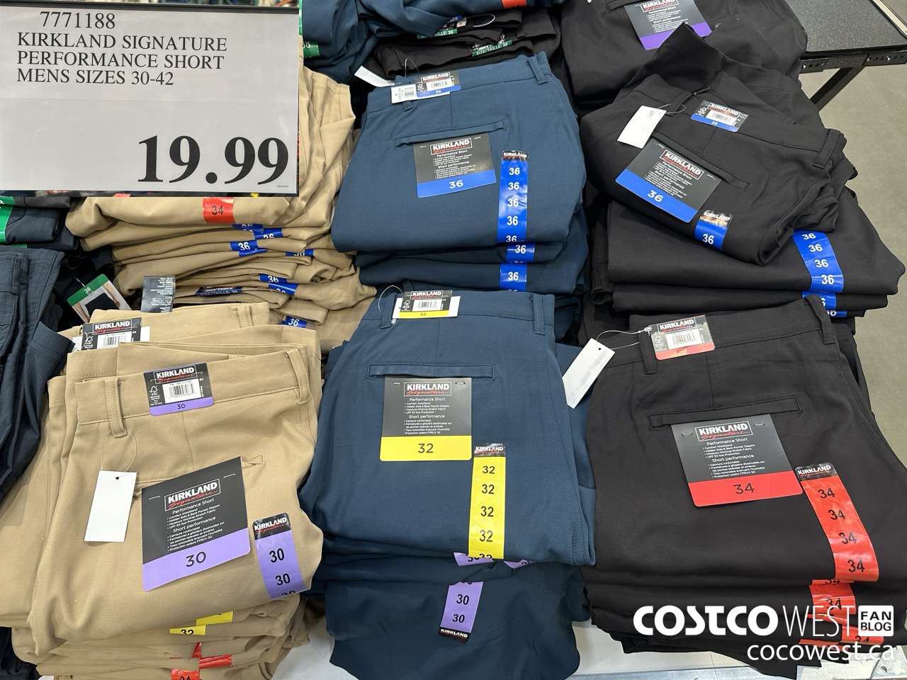 7771188 KIRKLAND SIGNATURE PERFORMANCE SHORT MENS SIZES 30-42 $19.99