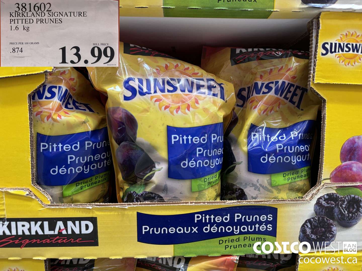 381602 KIRKLAND SIGNATURE PITTED PRUNES 1.6 kg $13.99