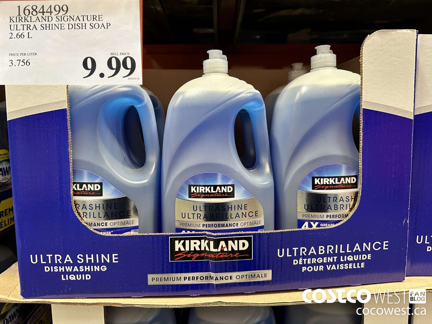 1684499 KIRKLAND SIGNATURE PLATINUM PERFORMANCE LIQUID DISH SOAP 2.66L $9.99