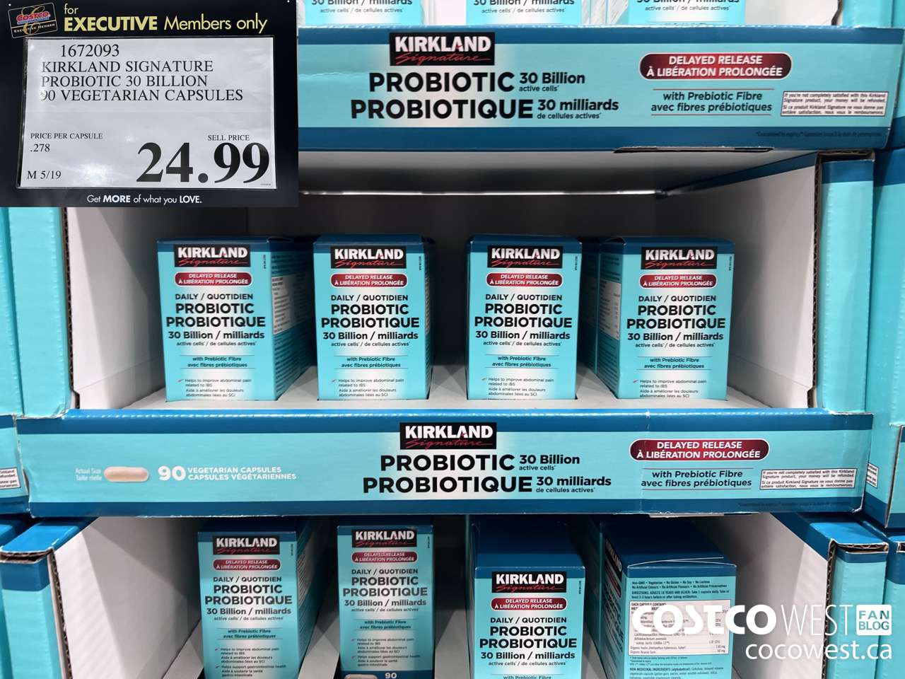 1672093 KIRKLAND SIGNATURE PROBIOTIC 30 BILLION 90 VEGETARIAN CAPSULES ($5.00 INSTANT SAVINGS EXPIRES ON 2024-05-19) $24.99