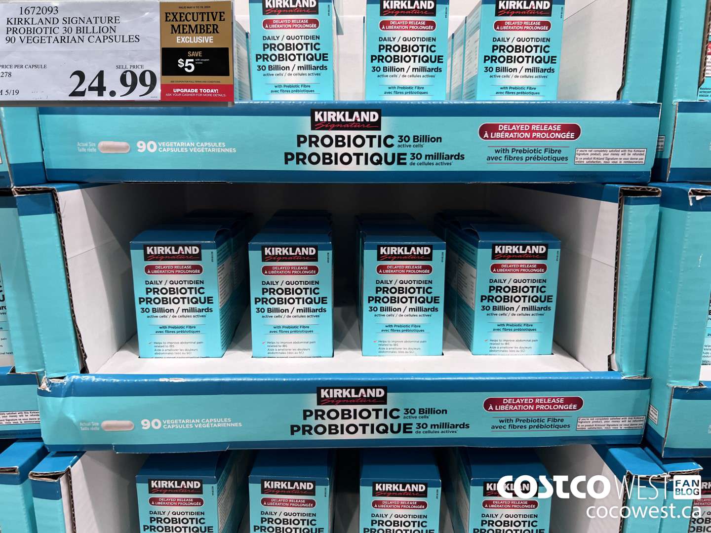 1672093 KIRKLAND SIGNATURE PROBIOTIC 30 BILLION 90 VEGETARIAN CAPSULES ($5.00 INSTANT SAVINGS EXPIRES ON 2024-05-19) $19.99