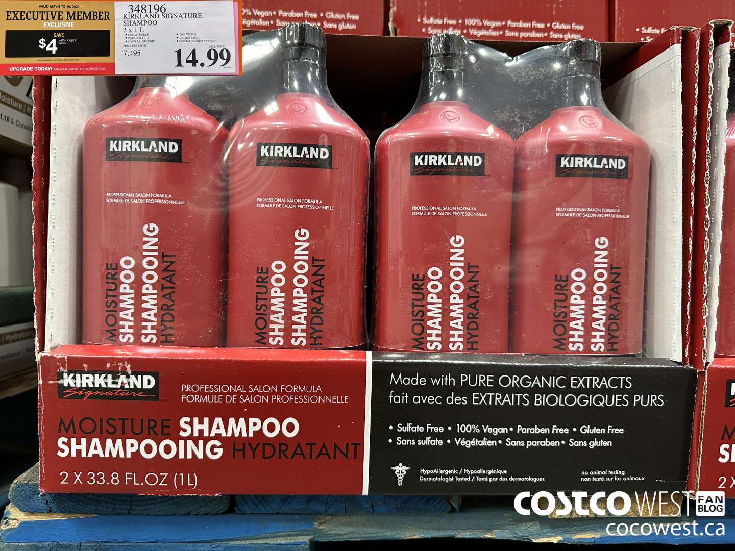 348196 KIRKLAND SIGNATURE SHAMPOO 2 X 1L ($4.00 INSTANT SAVINGS EXPIRES ON 2024-05-19) $10.99