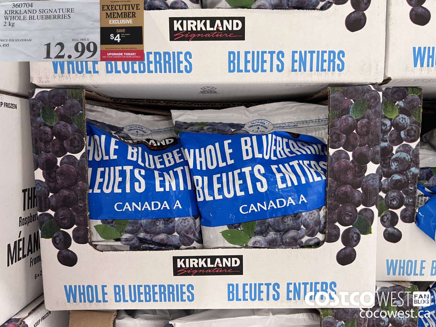 360704 KIRKLAND SIGNATURE WHOLE BLUEBERRIES 2 kg ($4.00 INSTANT SAVINGS EXPIRES ON 2024-05-19) $8.99