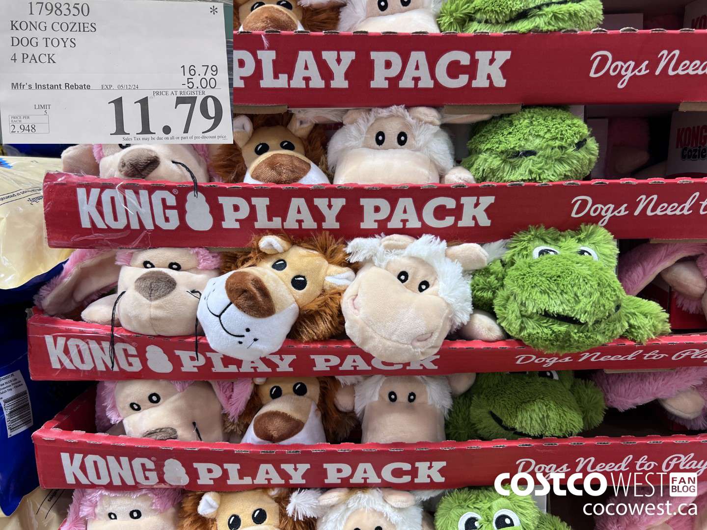 1798350 KONG COZIES DOG TOYS 4 PACK ($5.00 INSTANT SAVINGS EXPIRES ON 2024-05-12) $11.79