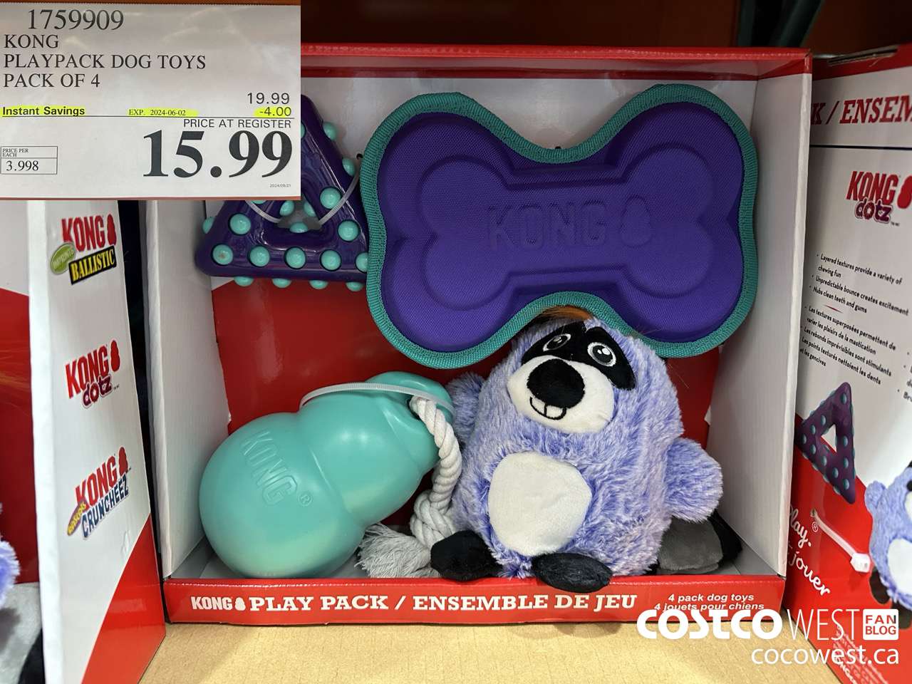 1759909 KONG PLAYPACK DOG TOYS PACK OF 4 ($4.00 INSTANT SAVINGS EXPIRES ON 2024-06-02) $15.99