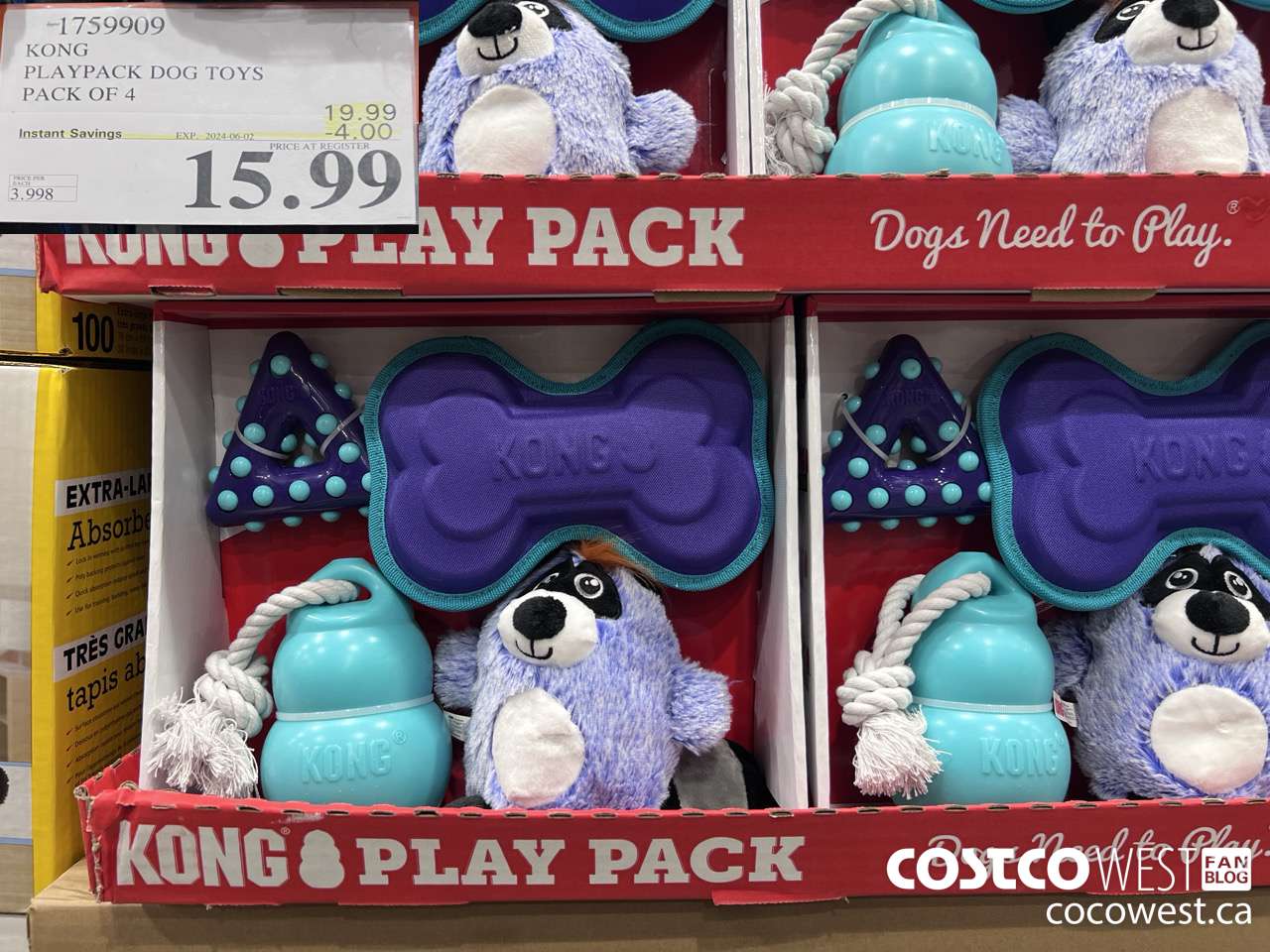 1759909 KONG PLAYPACK DOG TOYS PACK OF 4 ($4.00 INSTANT SAVINGS EXPIRES ON 2024-06-02) $15.99