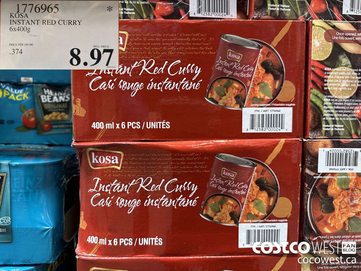 1776965 KOSA INSTANT RED CURRY 6 X 400G $8.97