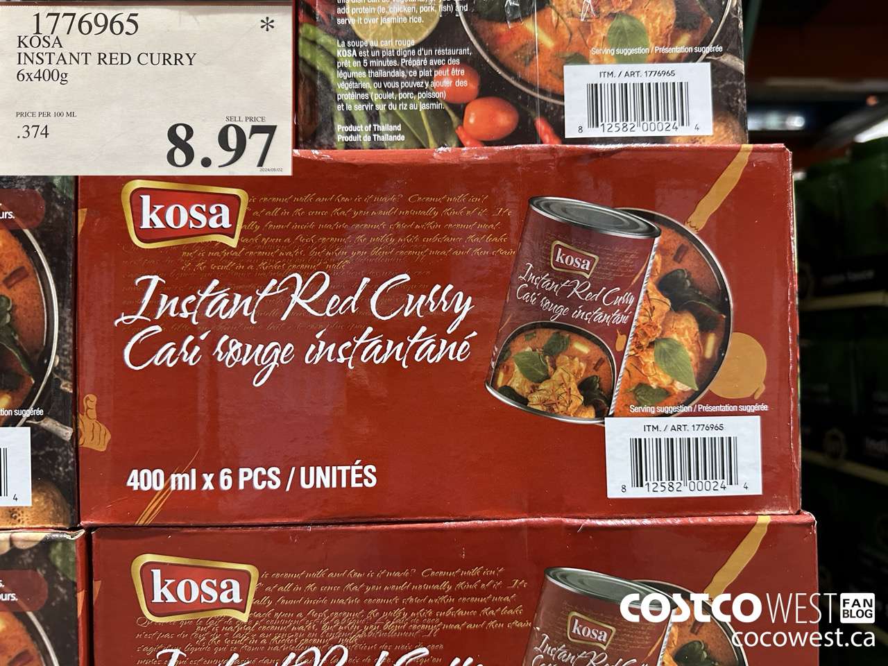 1776965 KOSA INSTANT RED CURRY 6 X 400G $8.97