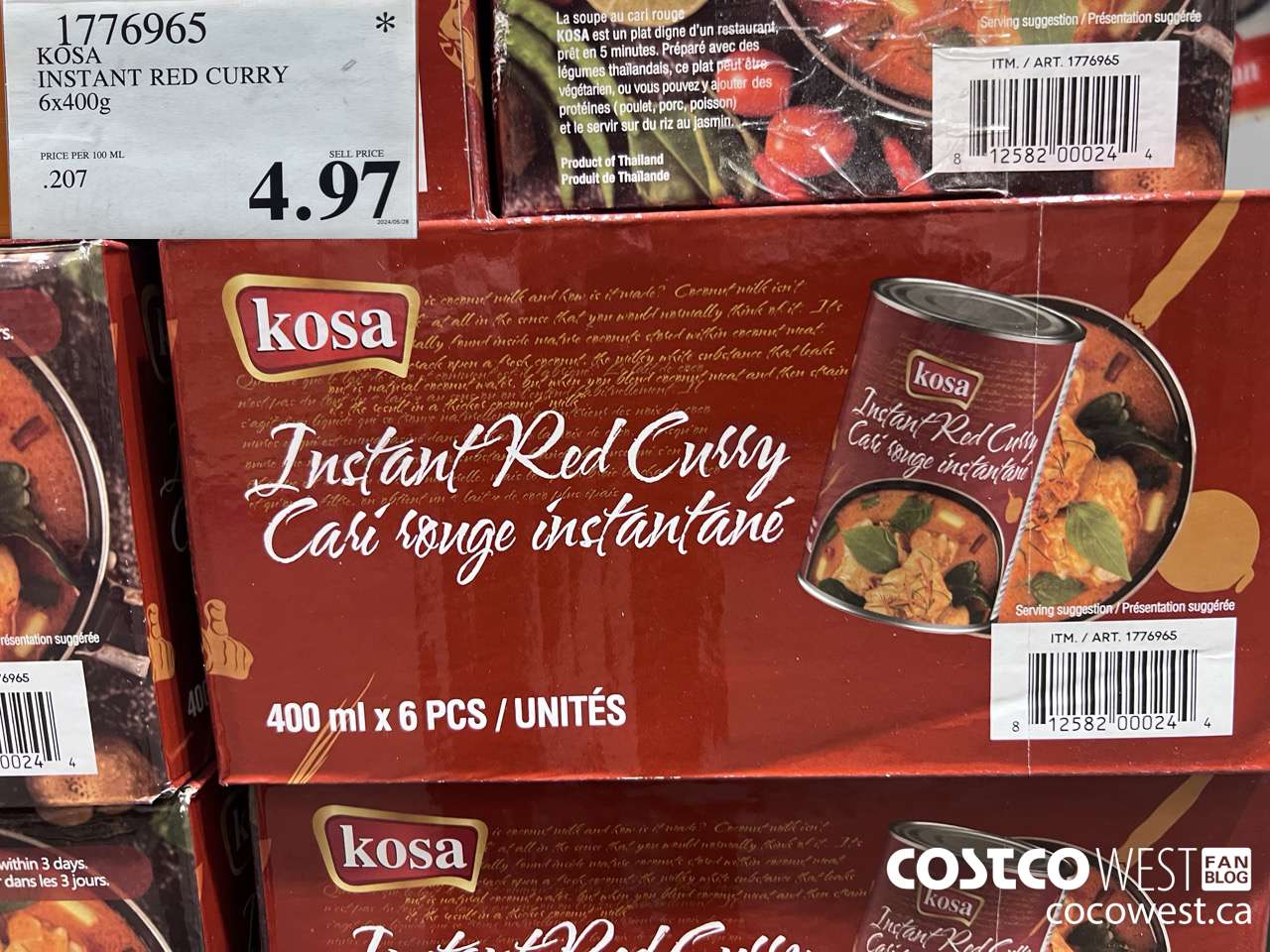 1776965 KOSA INSTANT RED CURRY 6 X 400G $4.97