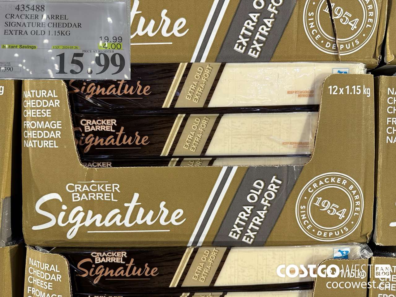 435488 KRAFT EXTRA OLD CHEDDAR 1.15 KG ($4.00 INSTANT SAVINGS EXPIRES ON 2024-05-26) $15.99