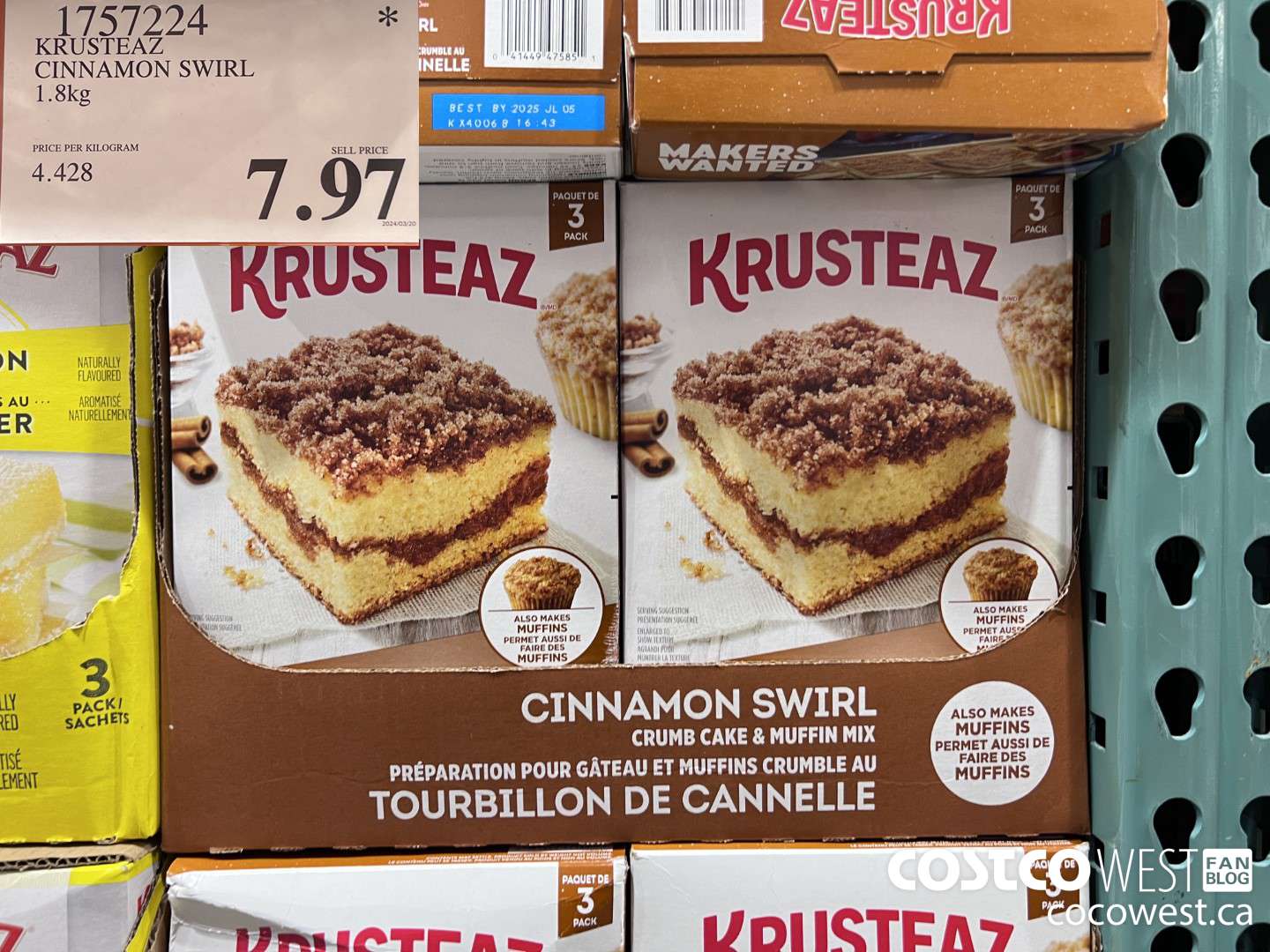 1757224 KRUSTEAZ CINNAMON SWIRL 1.8KG $7.97
