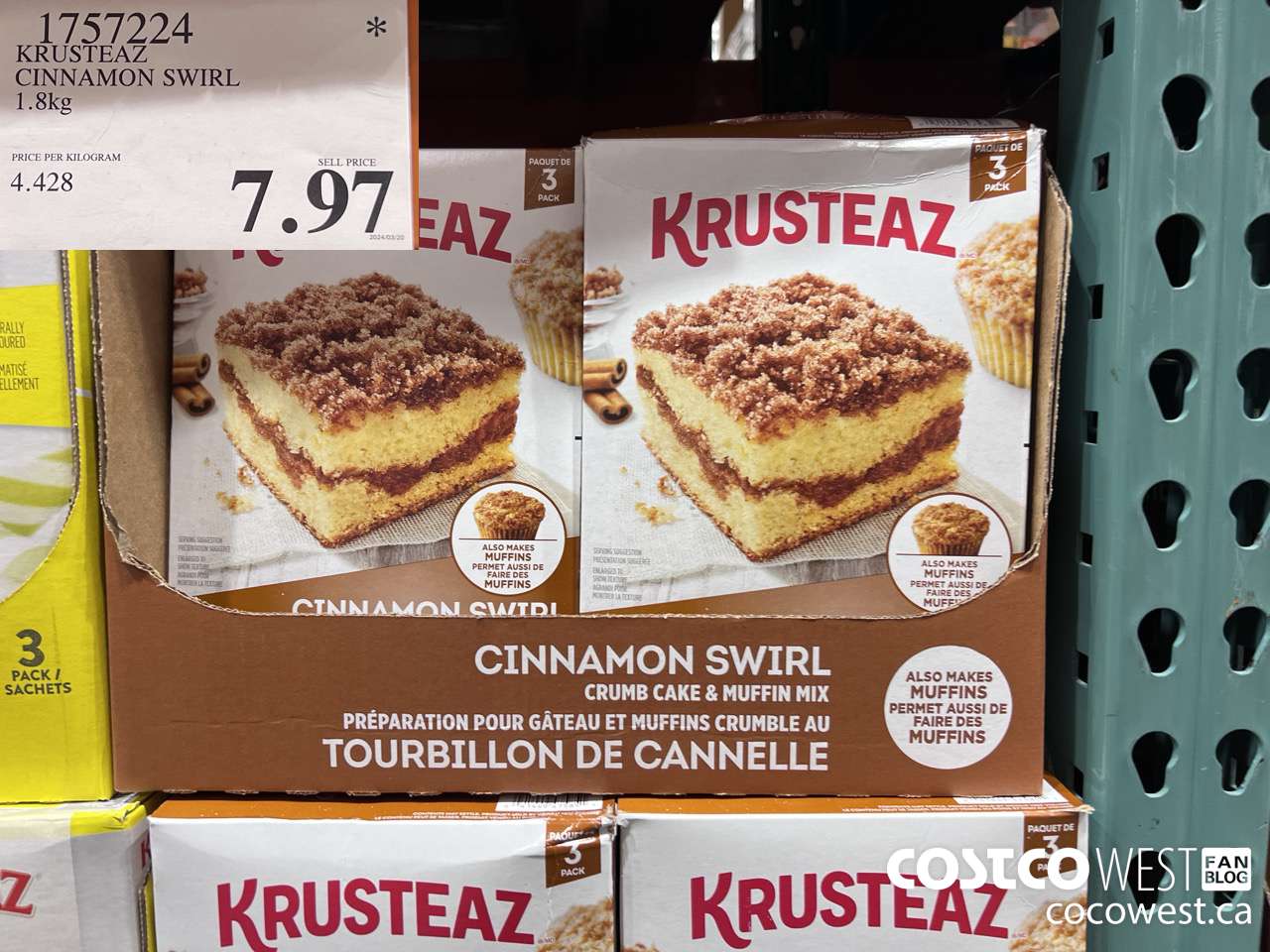 1757224 KRUSTEAZ CINNAMON SWIRL 1.8KG $7.97