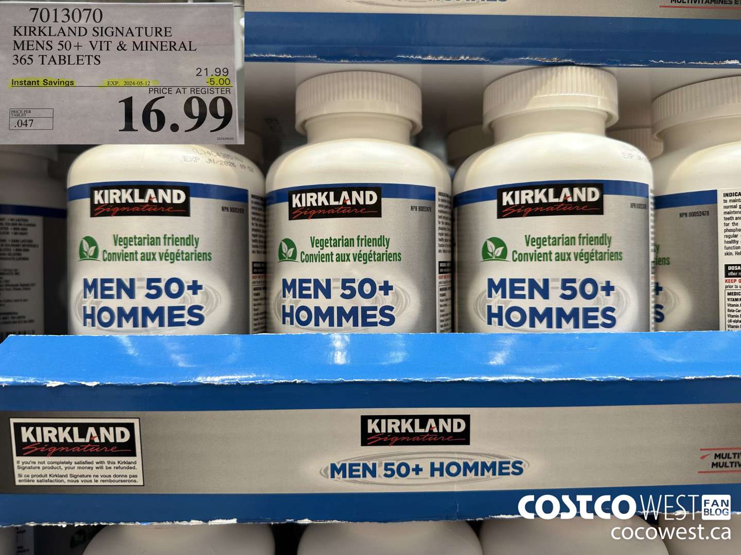 7013070 KS MENS 50+ MULTIVITAMIN & MINERAL 365 TABLETS ($5.00 INSTANT SAVINGS EXPIRES ON 2024-05-12) $16.99