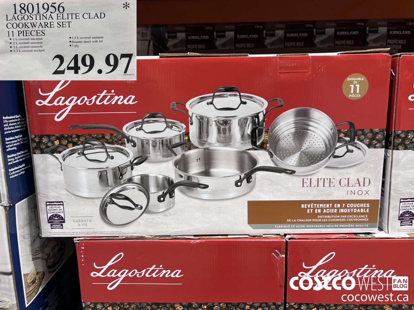 1801956 LAGOSTINA ELITE CLAD COOKWARE SET 11 PIECES $249.97