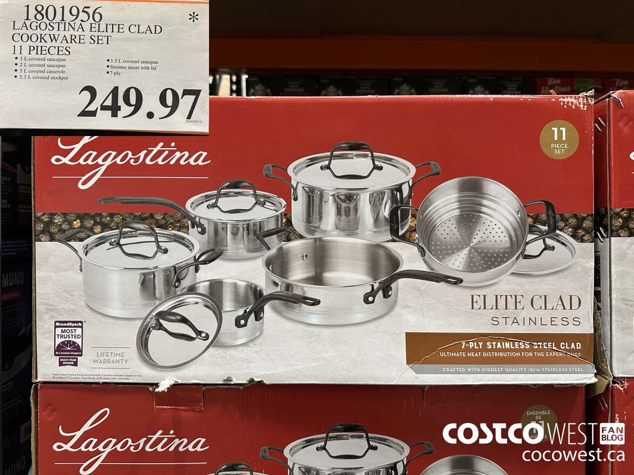 1801956 LAGOSTINA ELITE CLAD COOKWARE SET 11 PIECES $249.97