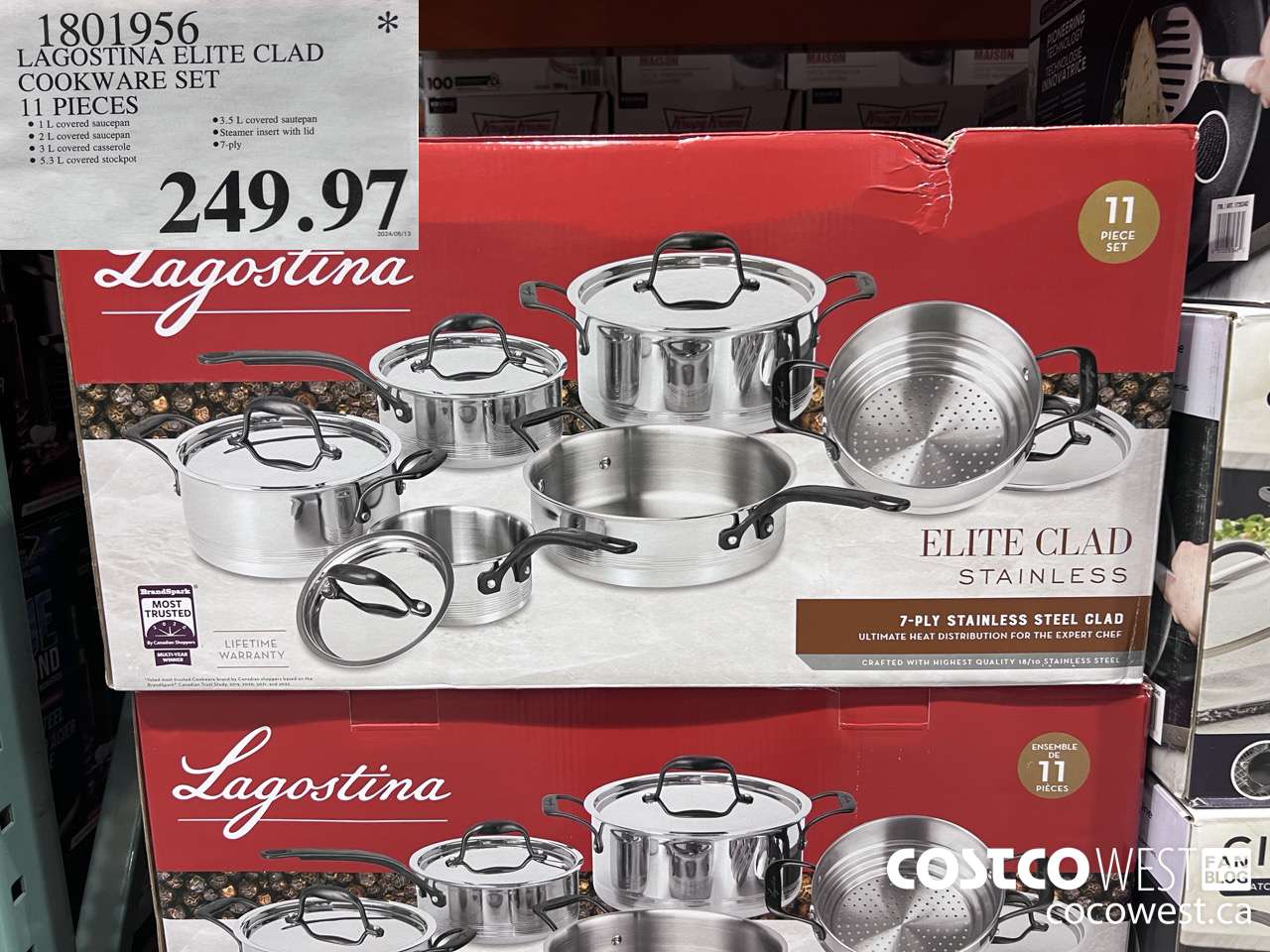 1801956 LAGOSTINA ELITE CLAD COOKWARE SET 11 PIECES $249.97
