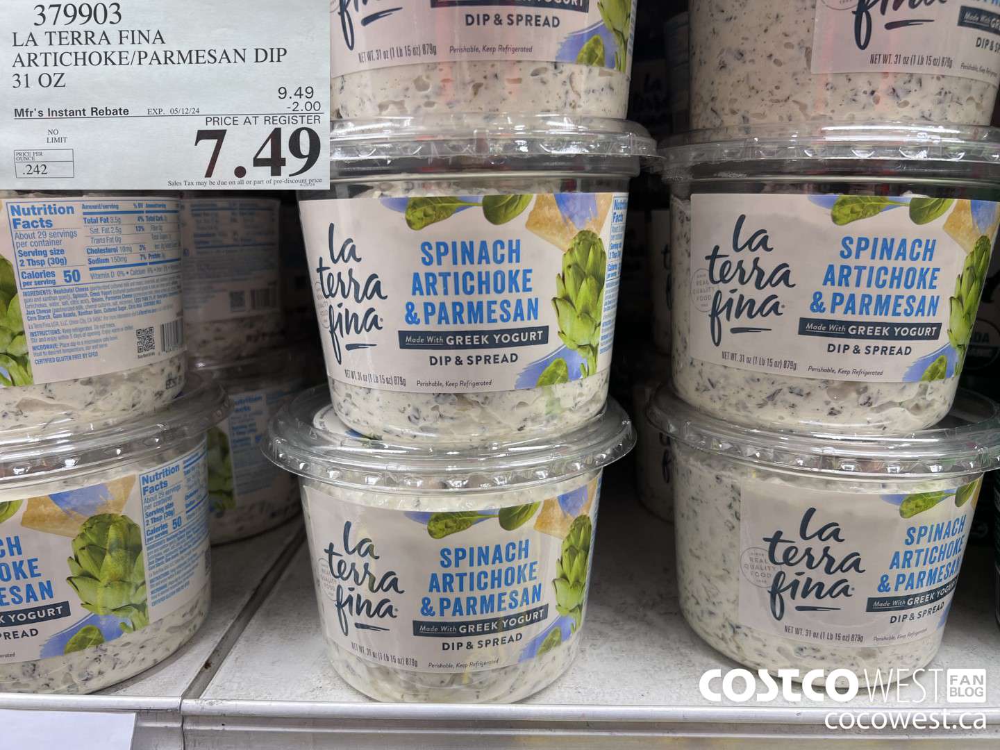 379903 LA TERRA FINA ARTICHOKE/PARMESAN DIP 31 OZ ($2.00 INSTANT SAVINGS EXPIRES ON 2024-05-12) $7.49