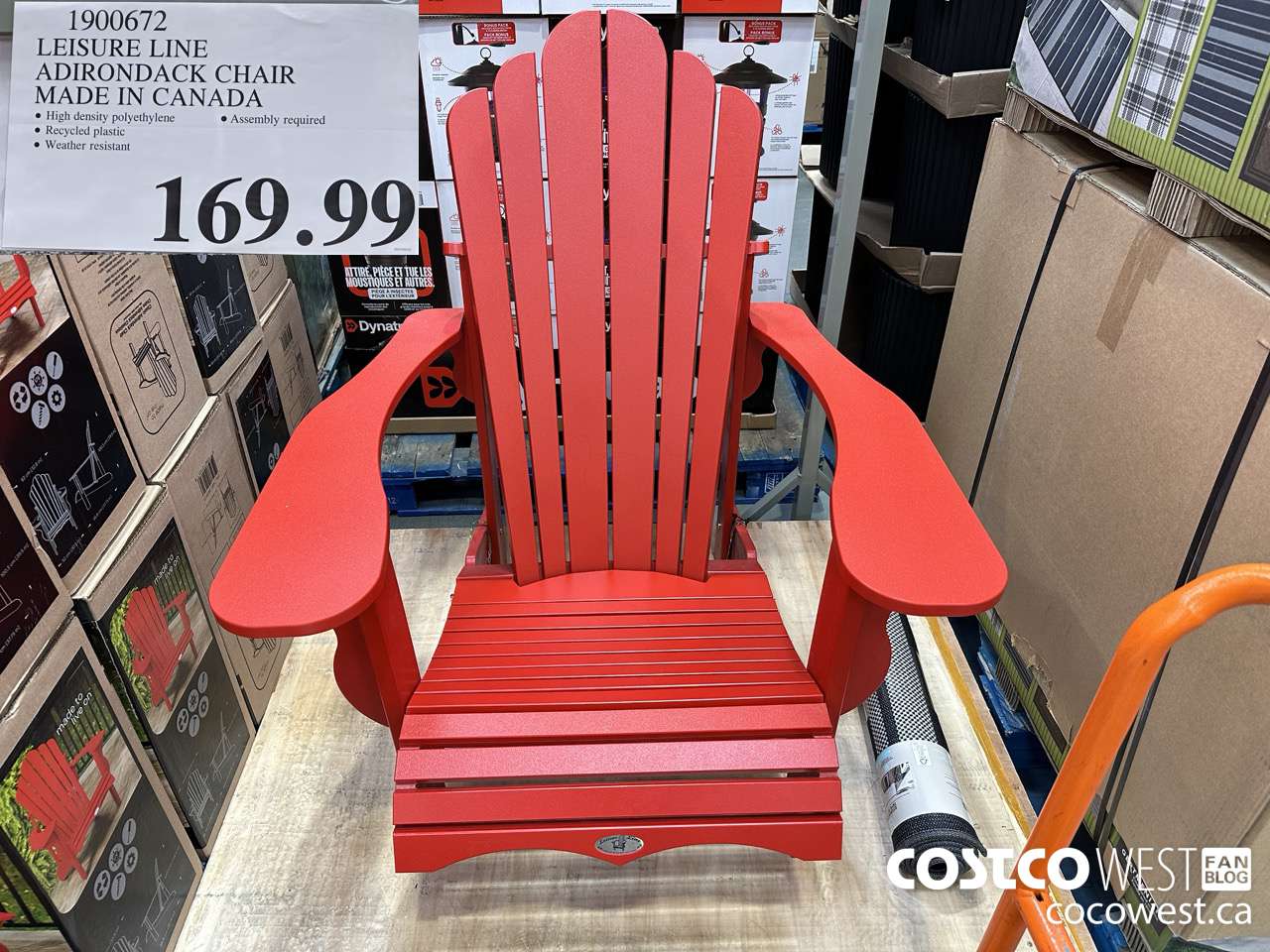 1900672 LEISURE LINE ADIRONDACK CHAIR MADE IN CANADA $169.99