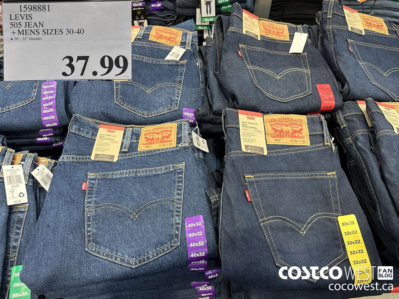 1598881 LEVIS 505 JEAN MEN'S SIZES 30-40 $37.99