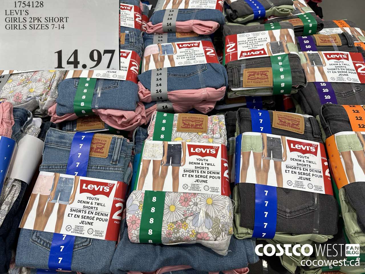 1754128 LEVI'S SHORT 2PK GIRLS SIZES 7-14 $14.97