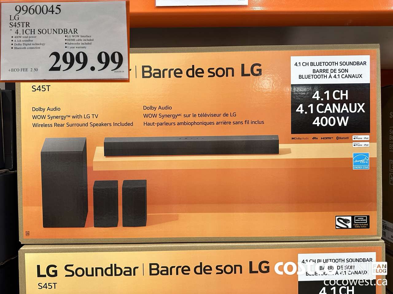 9960045 LG S45TR 4.1CH SOUNDBAR $299.99