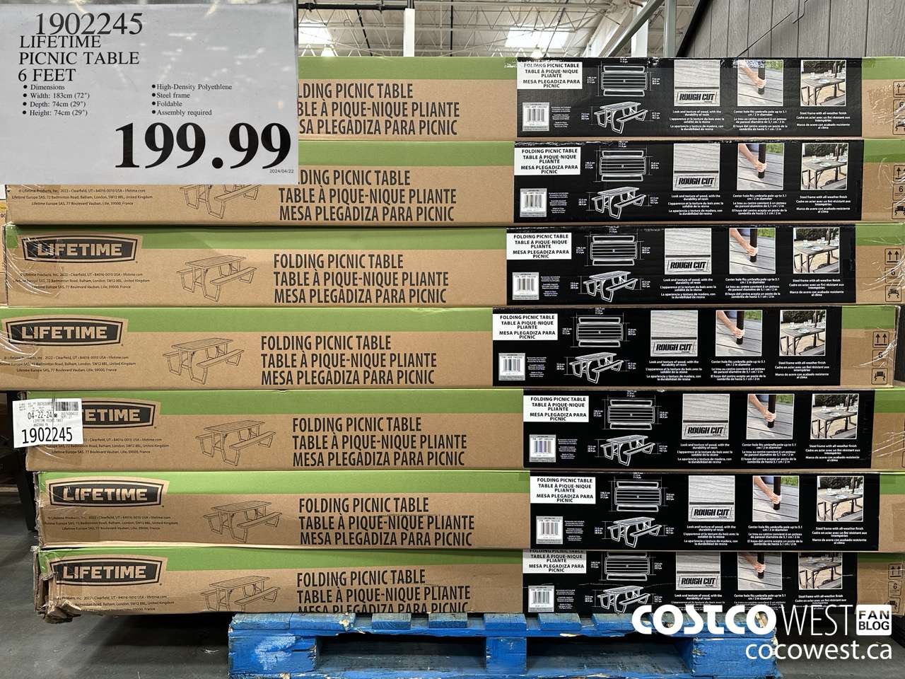 1902245 LIFETIME PICNIC TABLE 6 FEET $199.99