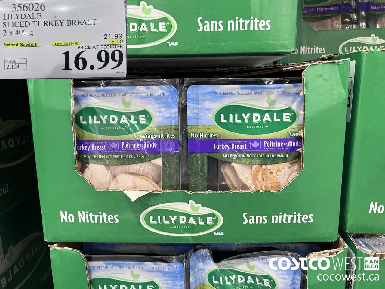 356026 LILYDALE SLICED TURKEY BREAST 2 x 400 g ($5.00 INSTANT SAVINGS EXPIRES ON 2024-06-02) $16.99